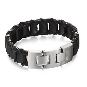 Fred Bennett Leather & Steel Bracelet