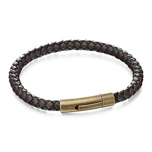 Fred Bennett Black & Brown Leather Woven Bracelet