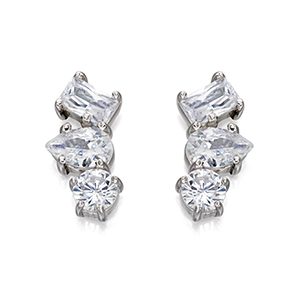 Fiorelli Silver & CZ Graduated Stud Earrings